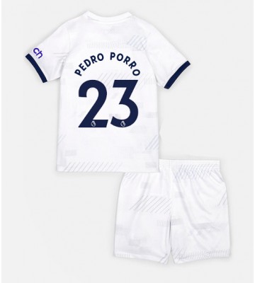 Tottenham Hotspur Pedro Porro #23 Primera Equipación Niños 2023-24 Manga Corta (+ Pantalones cortos)